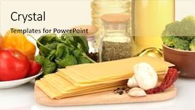  Presentation with vegetarian - Audience pleasing PPT layouts consisting of vegetarian lasagna ingredients isolated on white backdrop and a blonde colored foreground