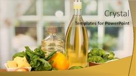  Presentation with vegetarian - PPT theme enhanced with vegetarian lasagna ingredients on bright background background and a soft green colored foreground