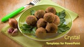  Presentation with vegetarian - PPT theme featuring vegetarian lentils meatballs selective focus background and a tawny brown colored foreground
