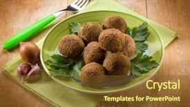  Presentation with lentils - Colorful theme enhanced with vegetarian lentils meatballs backdrop and a tawny brown colored foreground