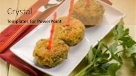  Presentation with vegetarian - Presentation theme having millet recipes - vegetarian meatballs with parsley background and a yellow colored foreground