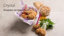  Presentation with curry - Amazing slide set having vegetarian meatballs with potatoes chickpeas and curry backdrop and a soft green colored foreground