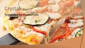  Presentation with vegetarian - Slide set featuring vegetarian pizza made from mozzarella cheese paprika tomatoes and mushrooms background and a lemonade colored foreground