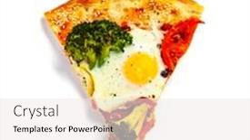  Presentation with vegetarian - Presentation design having vegetarian pizza with eggs broccoli and onion background and a sky blue colored foreground