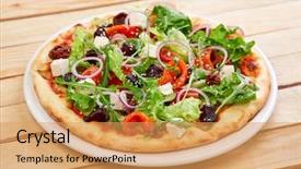  Presentation with red onion - Amazing presentation having fresh tomatoes olives tofu backdrop and a lemonade colored foreground