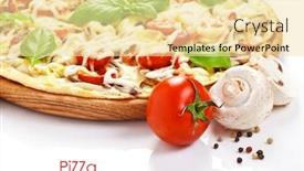  Presentation with vegetarian - Theme featuring pizza with peppers mushrooms tomatoes background and a blonde colored foreground