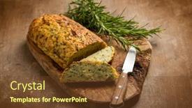  Presentation with vegetarian - Presentation design enhanced with vegetarian-potato-meatloaf-with-herbs background and a tawny brown colored foreground