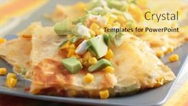  Presentation with vegetarian - PPT layouts consisting of vegetarian quesadilla with sour cream shallow dof background and a yellow colored foreground