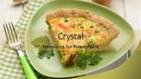  Presentation with vegetarian - Audience pleasing theme consisting of vegetarian quiche selective focus backdrop and a yellow colored foreground