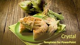  Presentation with vegetarian - Presentation theme having fresh fruits vegetables italian food - vegetarian quiche with artichoke background and a tawny brown colored foreground