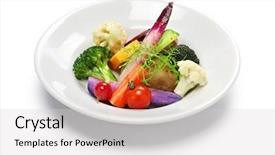  Presentation with vegetarian - Cool new presentation theme with vegetarian salad isolated on white background healthy lifestyle symbol backdrop and a light gray colored foreground