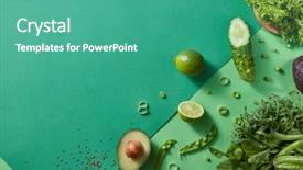  Presentation with green fresh food - Cool new slides with vegetarian salad on a duotone backdrop and a teal colored foreground