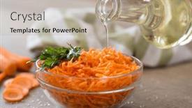  Presentation with vegetarian - PPT theme having vegetarian-salad-with-fresh-carrot background and a mint green colored foreground
