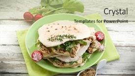  Presentation with soy milk drink and tofu - Presentation design consisting of vegetarian sandwich chapati with tofu background and a soft green colored foreground