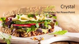  Presentation with fresh avocado - PPT theme with vegetarian sandwich with creamy avocado background and a yellow colored foreground