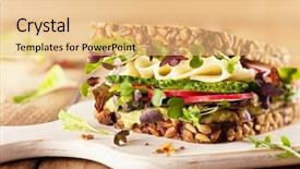  Presentation with fresh avocado - Amazing presentation theme having vegetarian sandwich with creamy avocado backdrop and a yellow colored foreground