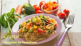  Presentation with vegetarian - Cool new slide set with vegetarian-spaghetti-with-mixed-vegetables backdrop and a tawny brown colored foreground