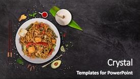  Presentation with asian food - PPT theme enhanced with vegetarian tofu asian food background background and a dark gray colored foreground