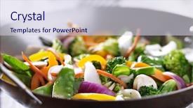  Presentation with stir fried bok choy - PPT theme having vegetarian wok stir fry background and a sky blue colored foreground