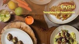  Presentation with dried food - Amazing slide set having vegeterian food on brown wood backdrop and a red colored foreground
