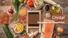  Presentation with rustic chalkboard - Audience pleasing PPT theme consisting of veggetal - various veggetables spices pasta backdrop and a red colored foreground