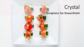  Presentation with white plate - Beautiful slide set featuring veggie appetizers on the white backdrop and a white colored foreground
