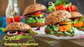  Presentation with veggie - Cool new PPT theme with veggie beet and carrot burgers with avocado backdrop and a tawny brown colored foreground