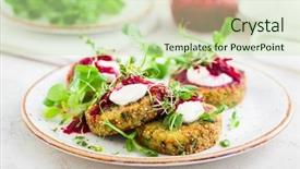  Presentation with quinoa - PPT theme with fritters with quinoa vegetables and flax seeds background and a soft green colored foreground