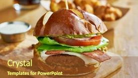  Presentation with vegan - PPT layouts consisting of meat meat alternatives - tasty vegan cheeseburger with meatless background and a  colored foreground