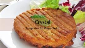  Presentation with burger - PPT theme featuring plate on a set background and a red colored foreground