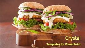  Presentation with veggie - Beautiful PPT theme featuring veggie carrot and oats burger with cucumber onion backdrop and a tawny brown colored foreground