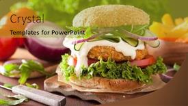  Presentation with burger - Slides featuring veggie carrot and oats burger background and a gold colored foreground