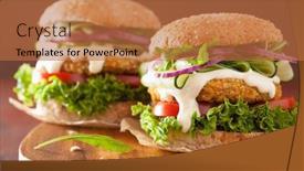  Presentation with burger - PPT layouts having veggie carrot and oats burger background and a red colored foreground