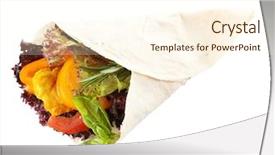  Presentation with veggie - Presentation design with veggie wrap filled with chicken and fresh vegetables isolated on white background and a cream colored foreground