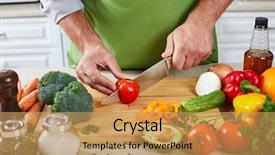  Presentation with cooking equipment kitchen utensils - Audience pleasing slides consisting of  backdrop and a  colored foreground