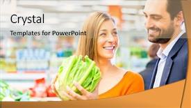  Presentation with online grocery shopping - Amazing theme having vegeteble store - couple selecting vegetables while grocery backdrop and a  colored foreground