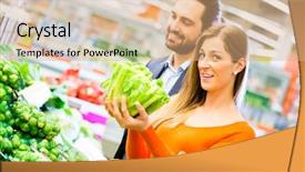  Presentation with online grocery shopping - PPT theme having  background and a  colored foreground