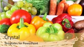  Presentation with border organic vegetables on wood - Cool new PPT theme with fruit vegies - vegetables in crate backdrop and a yellow colored foreground
