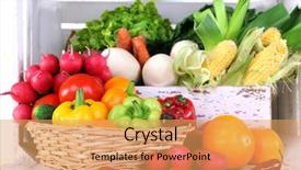  Presentation with border organic vegetables on wood - Beautiful presentation design featuring fruit vegies - vegetables in crate backdrop and a yellow colored foreground