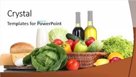  Presentation with wicker - Slide deck featuring vegitable food suppliment - composition with vegetables and fruits background and a white colored foreground