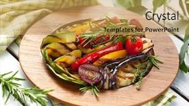  Presentation with border organic vegetables on wood - Amazing PPT layouts having vegitable salad - grilled vegetables with rosemary backdrop and a yellow colored foreground