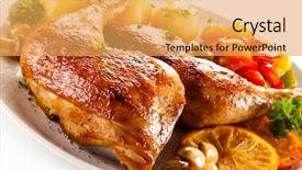  Presentation with chicken embryo - Beautiful slides featuring vegitable salad - roast chicken leg backdrop and a yellow colored foreground