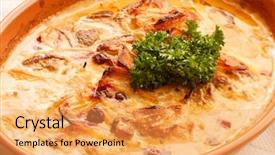  Presentation with meat - Cool new slide set with vegtable - roasted meat with vegetables backdrop and a  colored foreground