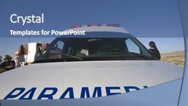  Presentation with paramedic - Amazing PPT theme having emergency vehicle - close-up of 'paramedic' written backdrop and a ocean colored foreground