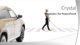  Presentation with blind stick - Slides consisting of vehicle-approaching-a-pedestrian-crossing background and a white colored foreground