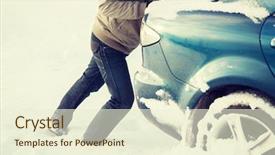  Presentation with stuck - Slide deck with vehicle concept - closeup of man background and a cream colored foreground