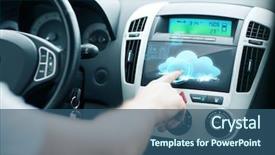  Presentation with connected car - Presentation theme consisting of vehicle concept - man using car background and a ocean colored foreground