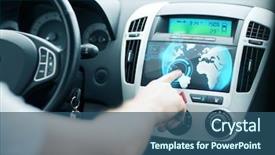  Presentation with connected car - Slides having vehicle concept - man using car background and a ocean colored foreground