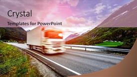  Presentation with truck - Beautiful slide set featuring vehicle dynamics - truck and highway at sunset backdrop and a lemonade colored foreground