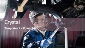  Presentation with vehicle maintenance - Theme having vehicle maintenance - car mechanic at work background and a gray colored foreground
